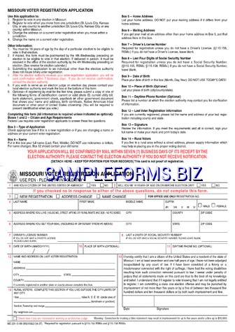 Missouri Voter Registration Application pdf free